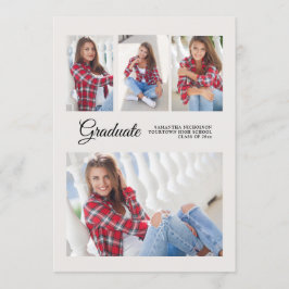 Studentfest 4 Fotomeddelande - Vit modern Inbjudningar