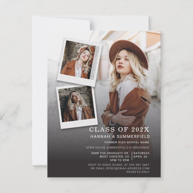 Studentfest 4 Photos Open House 2024 Grad Inbjudningar (Framsida)