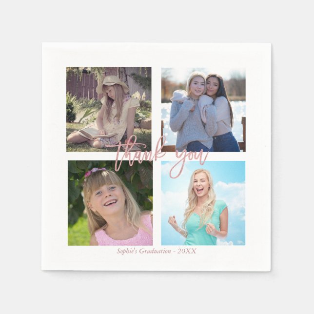 Studentfest Anpassningsbar Fotokollage Pappersservett (Framsidan)