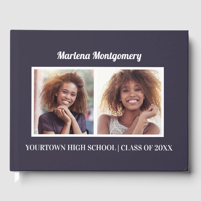 Studentfest av blå foto 2-marint gästböcker (Framsida)