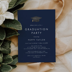 Studentfest av chic Navy Blue Grad Cap Inbjudningar