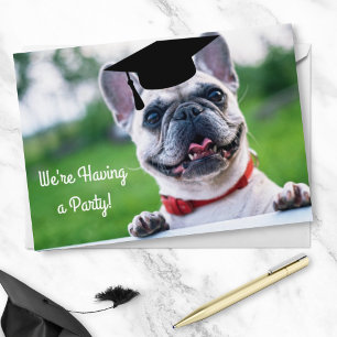 Studentfest av Fransk BullDog Hund Photo Inbjudningar