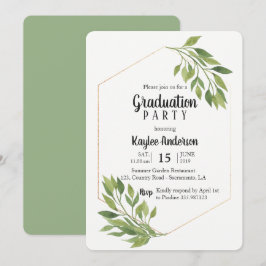 Studentfest av Greenery elegant Inbjudningar