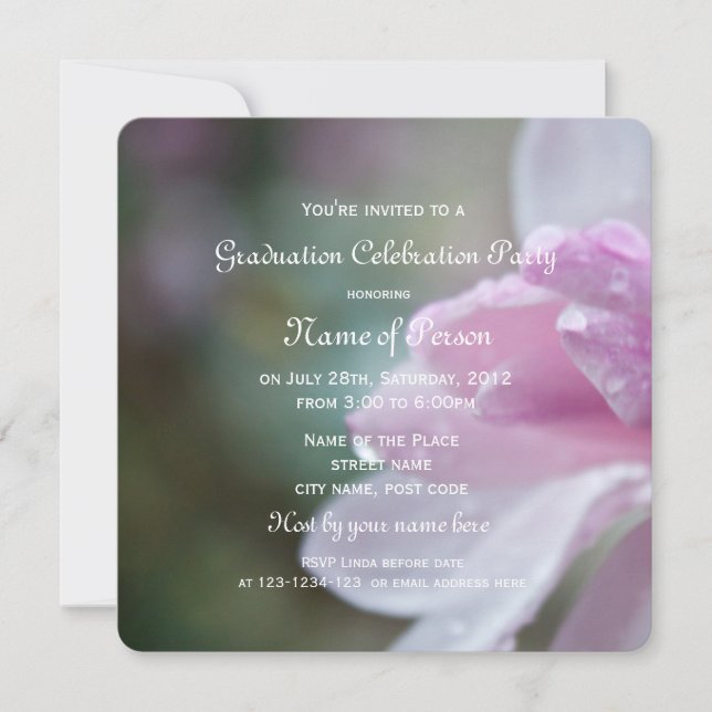 Studentfest av vacker rosa magnolia-blomma inbjudningar (Framsida)