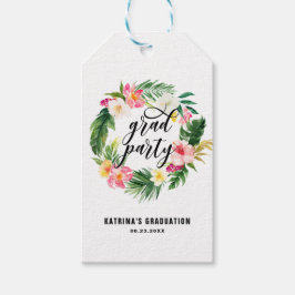Studentfest av vattenfärg Tropisk Blommigt Utandni Presentetikett
