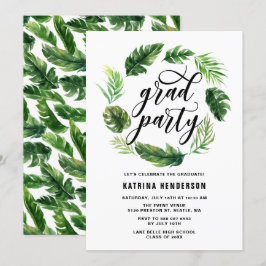 Studentfest av vattenfärg Tropiskt Löv Utandning Inbjudningar