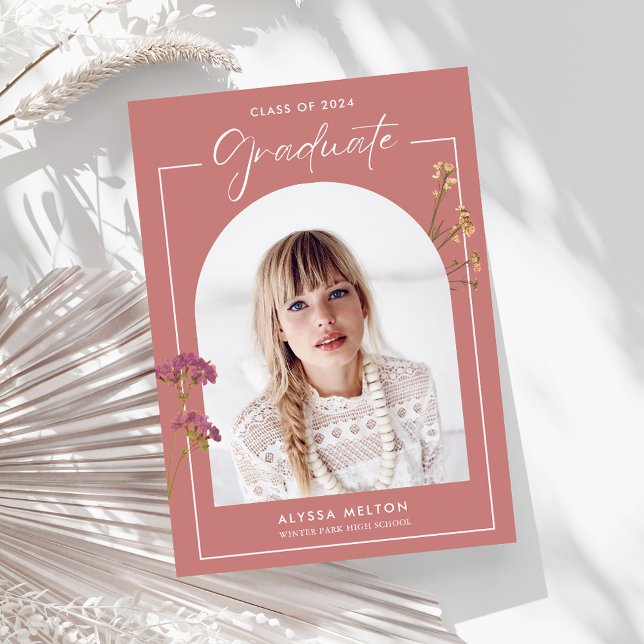 Studentfest av Wildblommor Photo High School Inbjudningar (Wildflowers Photo High School Graduation Party Invitation)