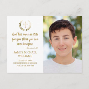 Studentfest Bible Verse Photo White Guld Vykort