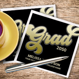 Studentfest Black och Guld Typografi Pappersservett
