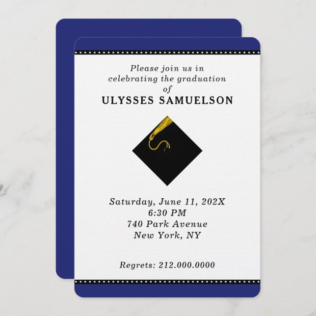 Studentfest Blue Inbjudningar (Fram/baksida)