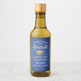 Studentfest Brushed Blue Guld och White Mini Vinetikett