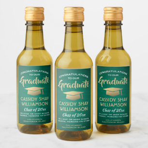 Studentfest Brushed Grönt Guld och White Mini Vinetikett