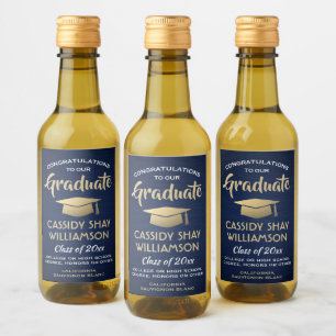 Studentfest Brushed Navy Blue Guld White Mini Vinetikett