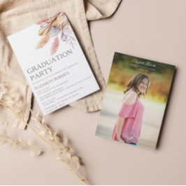 Studentfest Chic Boho Blommigt Pampas Grass Inbjudningar