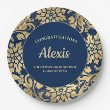 Studentfest Elegant Navy Blue Guld