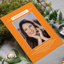 Studentfest Enkel Orange för modern skriptfoto Inbjudningar