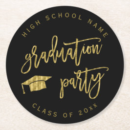 Studentfest Faux Guld, klass Underlägg Papper Rund