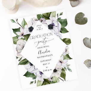 Studentfest för Anemone White Blommigt Flygblad