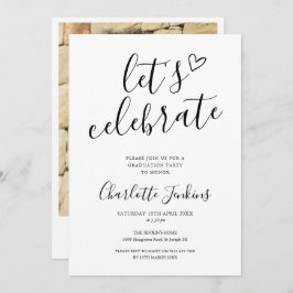 Studentfest för att fira skript Heart Photo Inbjudningar