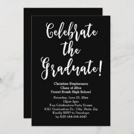 Studentfest för att fira vitt penselskript inbjudningar