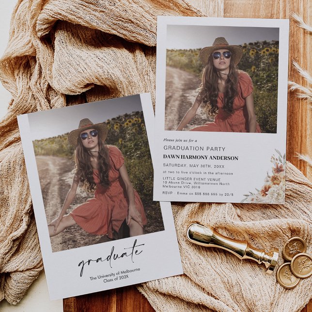 Studentfest för Blommigt av Boho-bränd Orange Inbjudningar (Skapare uppladdad)