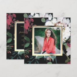 Studentfest för Blommigt av elegant Mörk, foto Inbjudningar