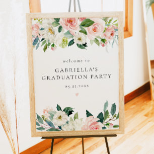 Studentfest för Blommigt av Rosa i elegant Välkom Poster