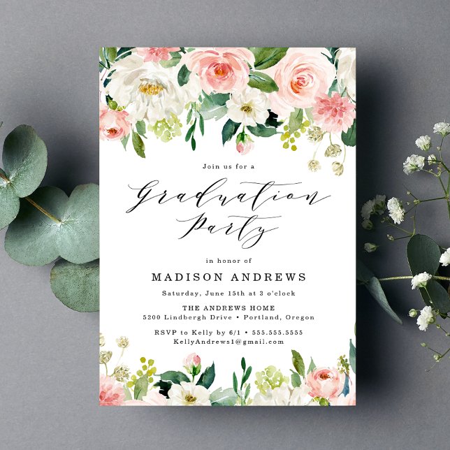 Studentfest för  Blommigt för elegant Inbjudningar (Skapare uppladdad)