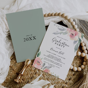 Studentfest för  Blommigt för Rosa av elegant Inbjudningar