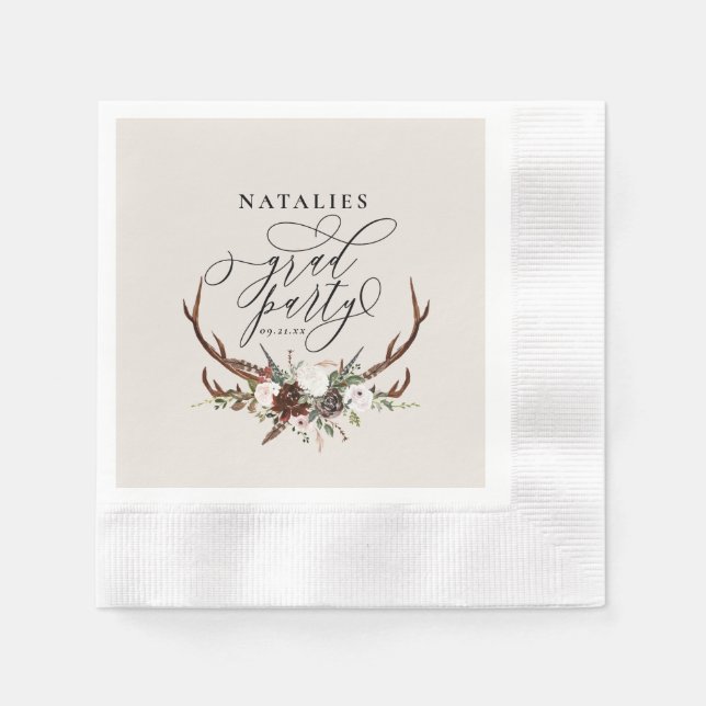 Studentfest för blommigt och rostbildning pappersservett (Framsidan)