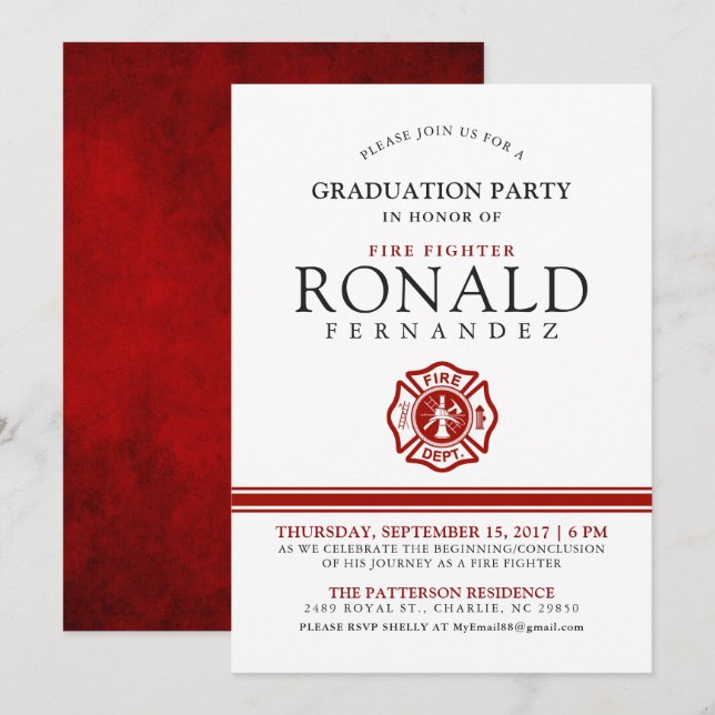 Studentfest för brandbekämpning | Händelserbjudand Inbjudningar (Fram/baksida)