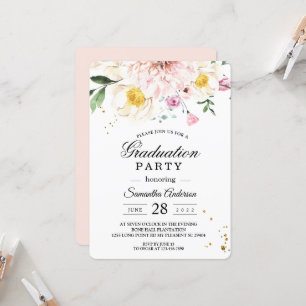 Studentfest för elegant Rosa Blommigt Inbjudningar