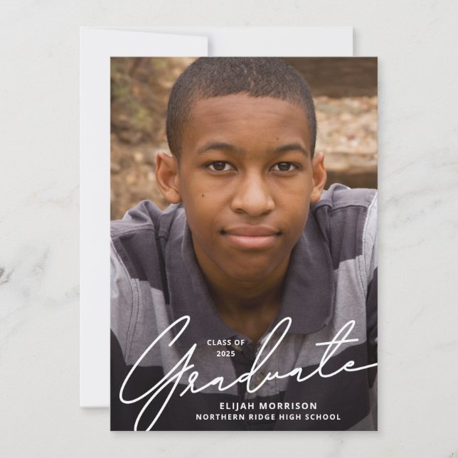 Studentfest för enkel skriptvit övertäckning av fo inbjudningar (Framsida)