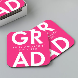 Studentfest för Fold Grad-Shock rosa Underlägg Papper Kvadrat