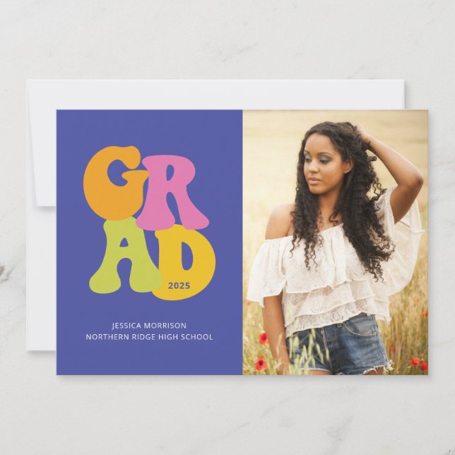 Studentfest för foto i Bright Retro Design 2023 Inbjudningar (Framsida)