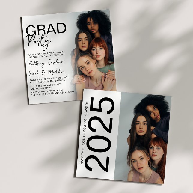 Studentfest för fotogrupp på dubblans sida inbjudningar (Skapare uppladdad)