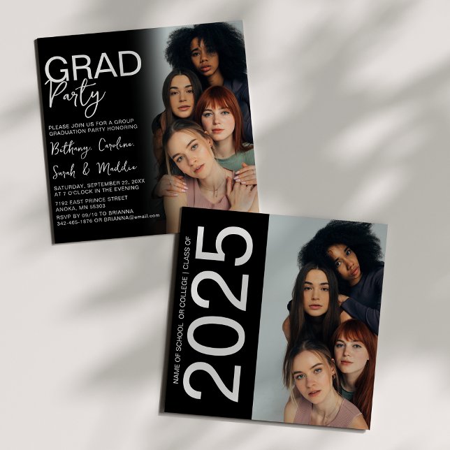 Studentfest för fotogrupp på dubblans sida inbjudningar (Skapare uppladdad)