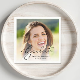 Studentfest för fotoövertäckning av elegant-skript pappersservett