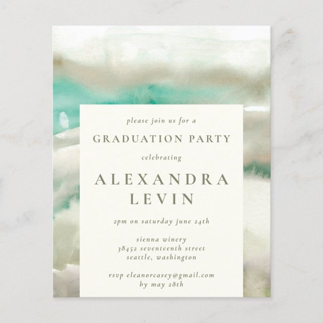 Studentfest för Grönt av vattenfärg för budgeterad (Framsida)