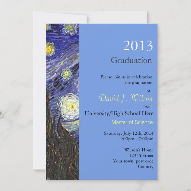 Studentfest för konstverk Starry Night Inbjudningar (Framsida)