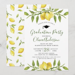Studentfest för Lemons Blommar Greenery Chic Inbjudningar
