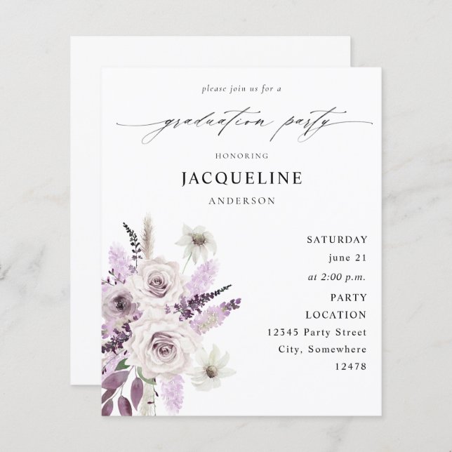 Studentfest för Lila av budgetlavender-Blommigt (Fram/baksida)