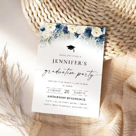 Studentfest för marin blått och Vit ros Inbjudningar