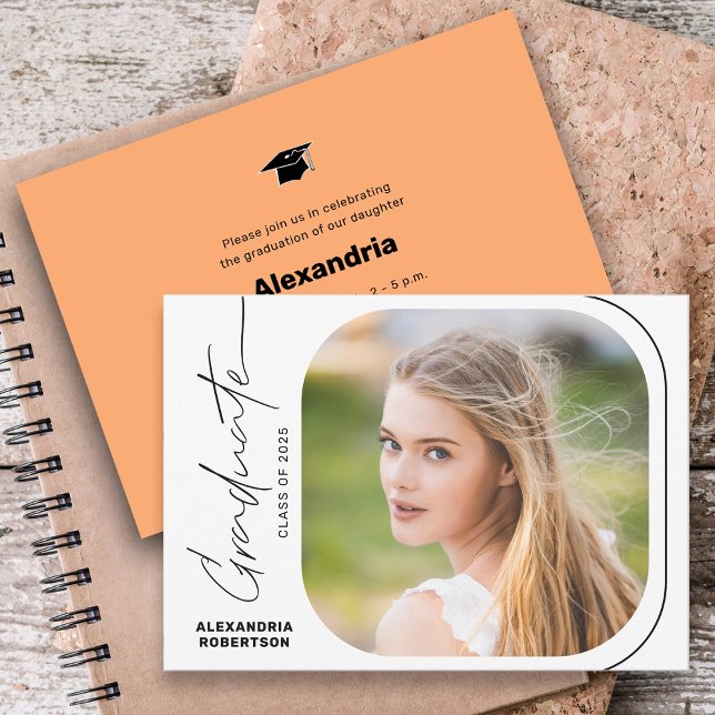 Studentfest för minimalt foto i modernt skript inbjudningar (Skapare uppladdad)