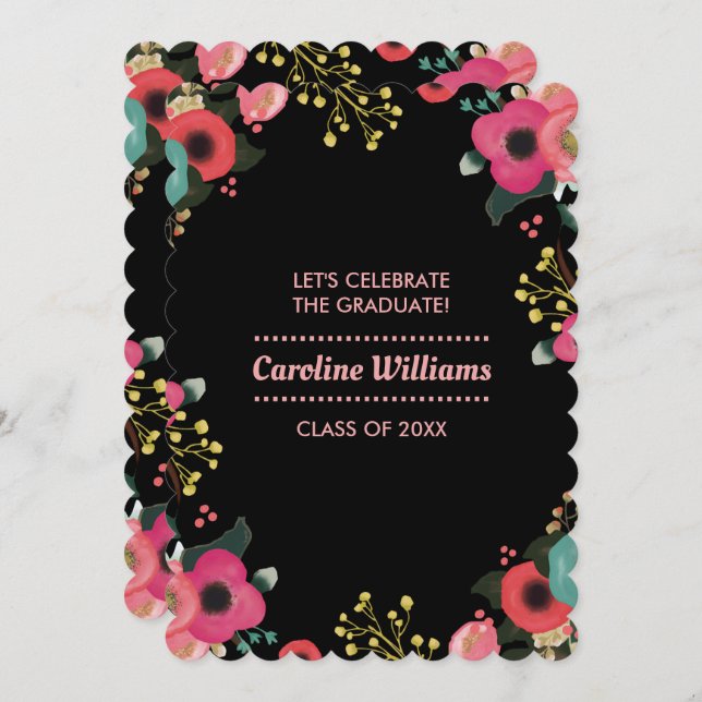 Studentfest för modern Blommigt Painting Anpassnin Inbjudningar (Fram/baksida)