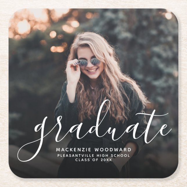 Studentfest för modern handskriftsfoto underlägg papper kvadrat (Framsidan)