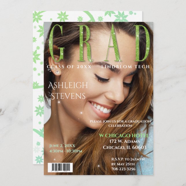 Studentfest för omslag av student-magasin inbjudningar (Fram/baksida)