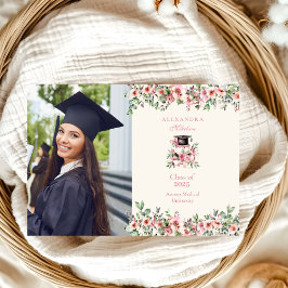 Studentfest för Photo Rosa Blommigt Meddelande