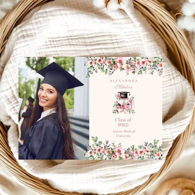 Studentfest för Photo Rosa Blommigt Meddelande (Skapare uppladdad)