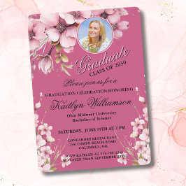 Studentfest för Rosa av fotoskript i elegant Inbjudningar